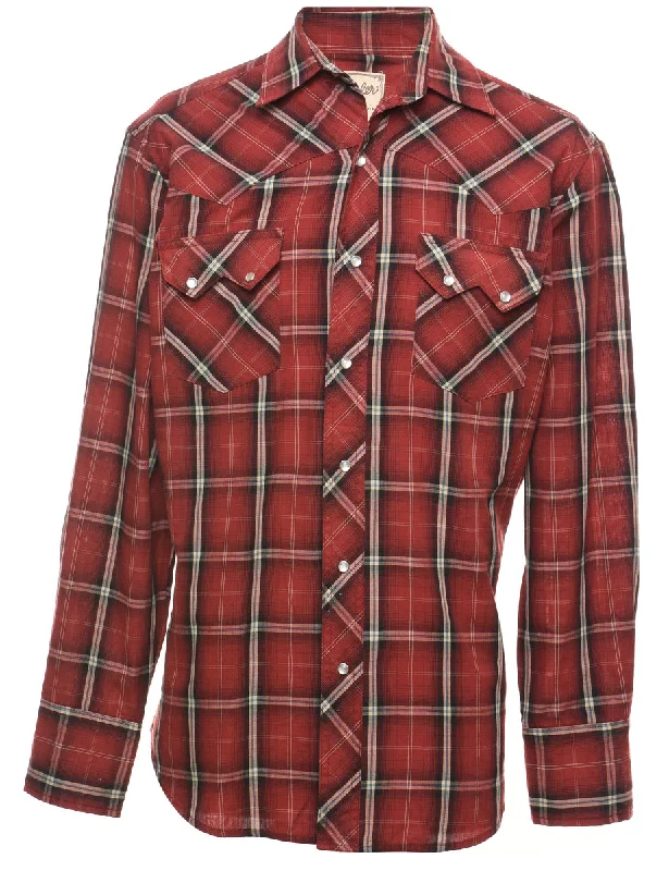 Wrangler Checked Maroon Classic Shirt - L Date night unclassified dresses