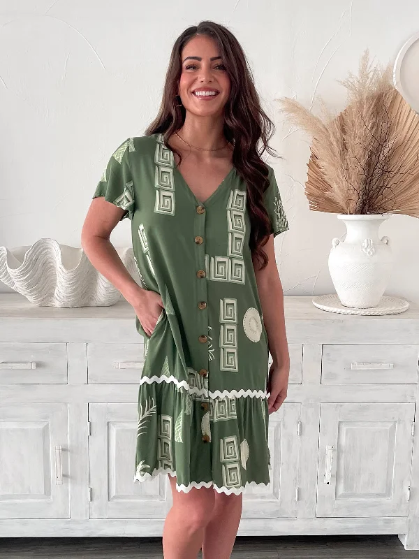 Sitara Dress - Green Print Boho unclassified dresses