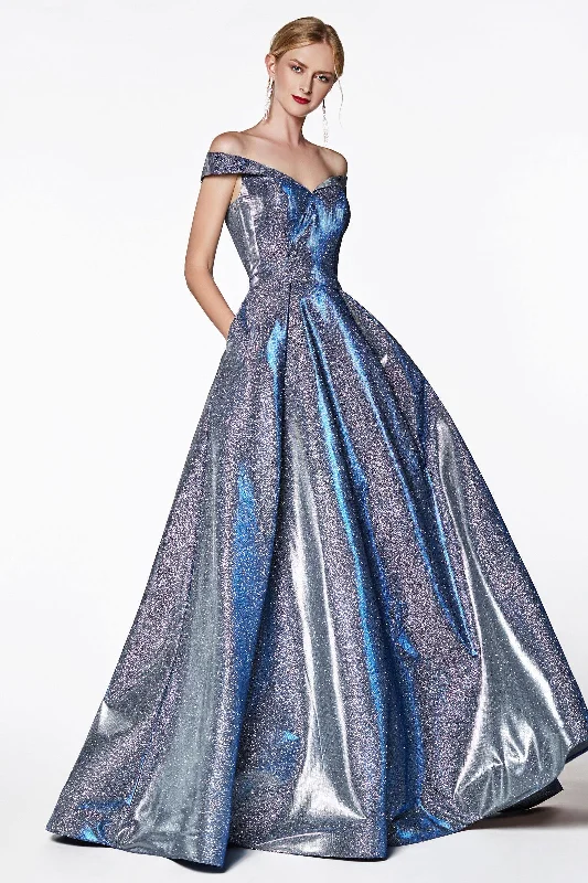 Cinderella Divine CB0036 Long Off Shoulder Prom Glitter Metallic Ball Gown Popular unclassified dresses