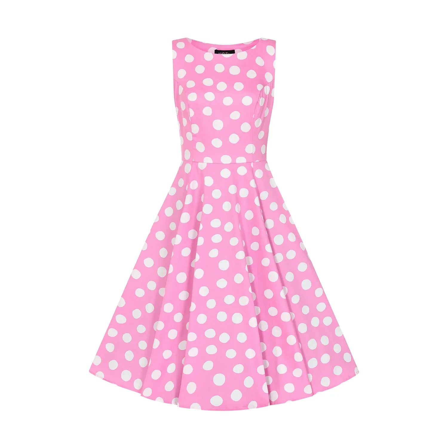 Pink White Sleeveless Polka Dot Audrey Swing Tea Dress Summer unclassified dresses