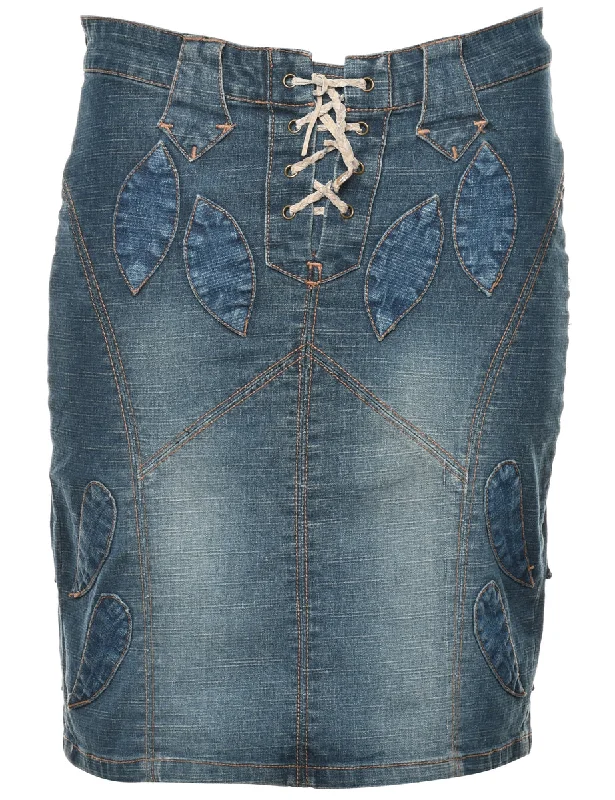 Y2K Patchwork Denim Skirt - M Satin unclassified dresses