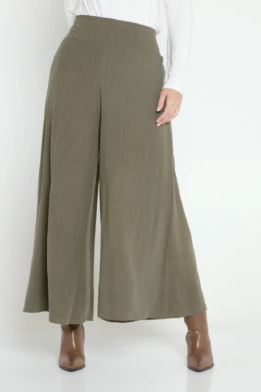 Elizabeth Wide Leg Pants - Khaki Printed unclassified dresses