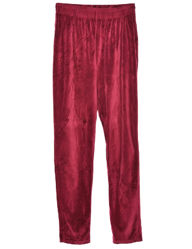 Velvet Fabric Maroon Trousers - W28 L33 Vacation unclassified dresses