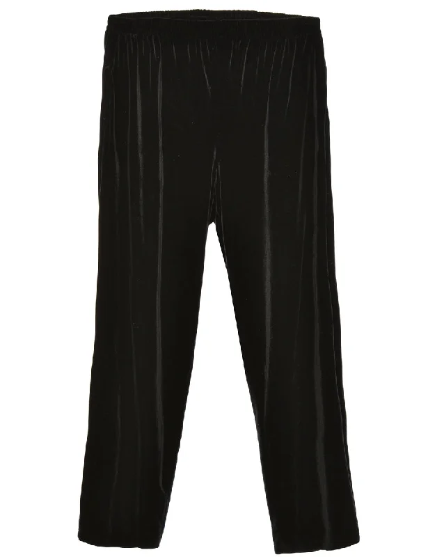 Velvet Fabric Black Trousers - W34 L37 Stretchy unclassified dresses