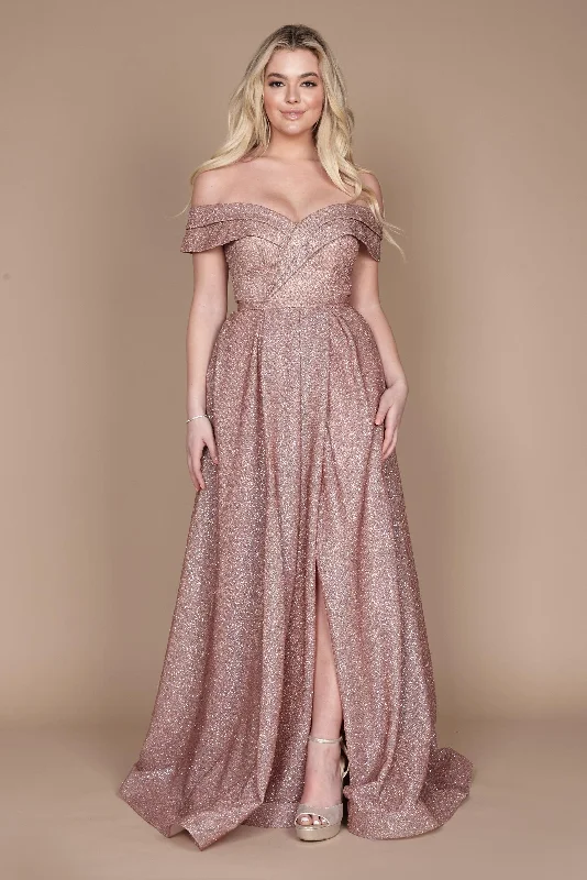 Long Off Shoulder Glitter Prom Dress Cocktail unclassified dresses