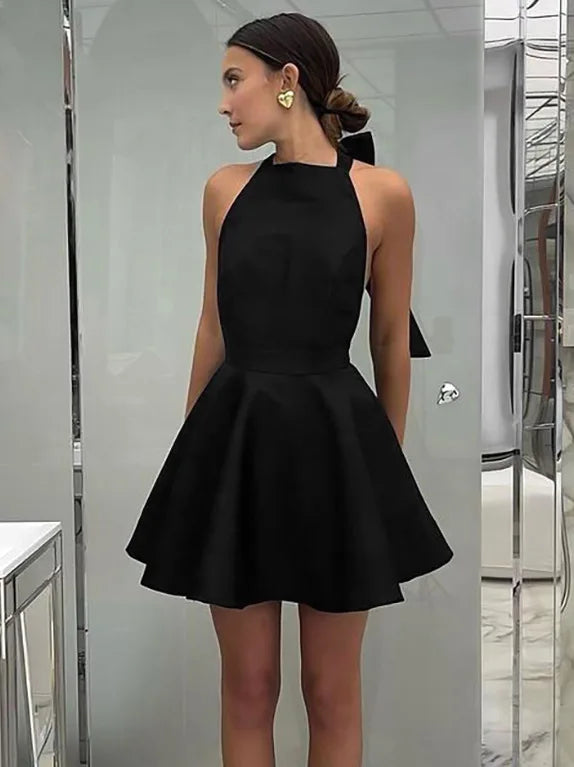 Blackless Halter Mini Dress Denim mini dresses