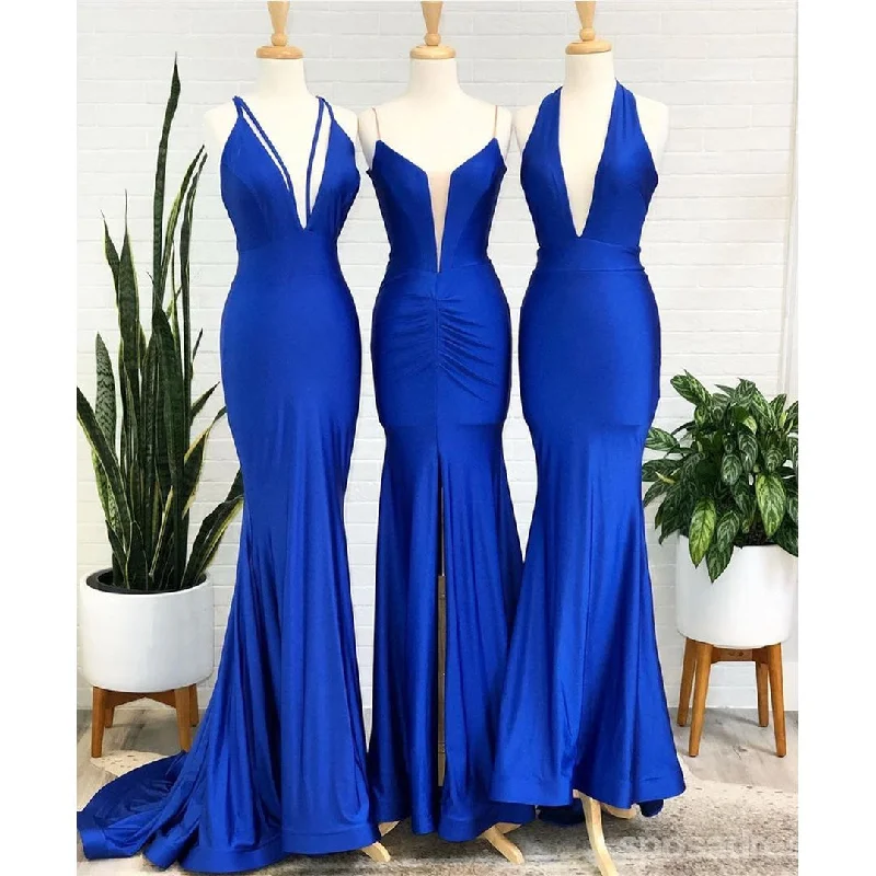 Mismatched Royal Blue Mermaid Spaghetti Straps Long Bridesmaid Dresses Gown Online,WG1116 High-end maxi dresses