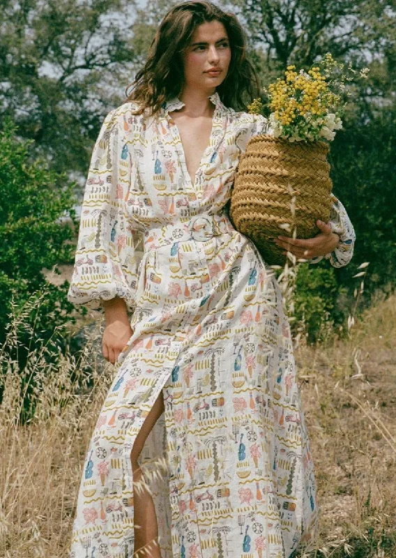 Linen Maxi Print Dress Noddy Best value maxi dresses